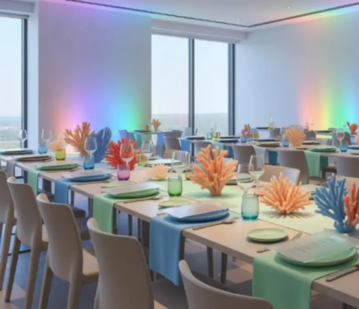 Private dining room at Suited Supper Club prepared for a colourful celebration with friends and family.